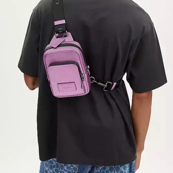 🥰 Coach Track Pack 14 In QB/Metallic Lilac - Picture 3 of 13